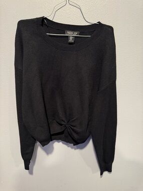 Rachel Zoe Black Twist-Front Crewneck Sweater